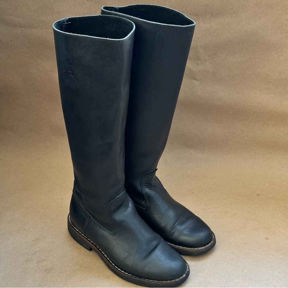 Vintage Roots Tribe Black Leather Tall Riding Boots. Size 5.5